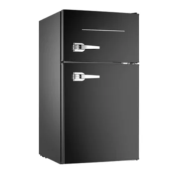 Бесшумный Мини-холодильник с морозильной камерой, Механическим термостатом на 7 настроек, Небольшой Холодильник для спальни, Офиса, Общежития или гаража, Черный