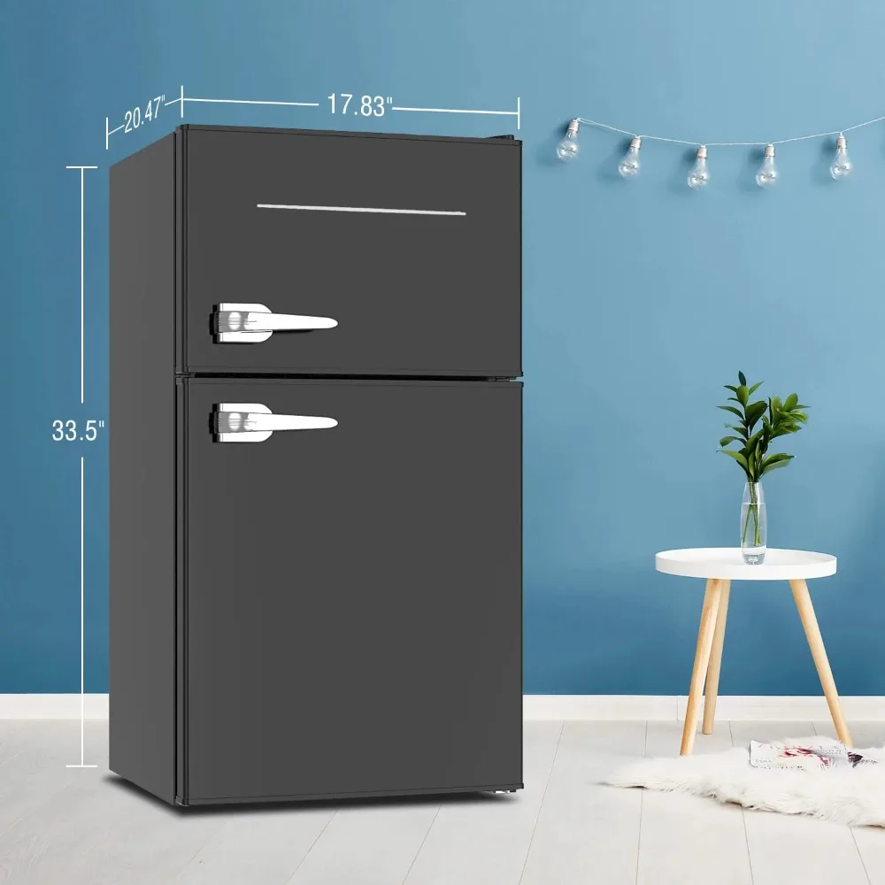 Бесшумный Мини-холодильник с морозильной камерой, Механическим термостатом на 7 настроек, Небольшой Холодильник для спальни, Офиса, Общежития или гаража, Черный - 3