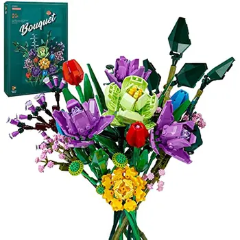Букет цветов, Мини-набор для изготовления искусственных цветов, Набор строительных кирпичей 