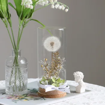 Вечный цветок, Тараксакум, Стеклянная крышка, подарок из сушеных цветов