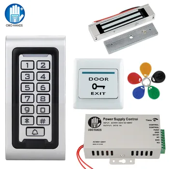 Водонепроницаемый Комплект Системы контроля доступа IP68 125 кГц RFID Клавиатура Металлическая Доска + Блок питания + Электрический Замок + Дверной Выключатель Выхода На Открытом Воздухе
