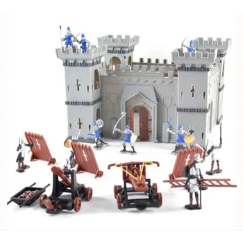 Военная крепость среднего возраста, модель головоломки, Оборонительный замок с рыцарями, Средневековая крепость, Обучающие Кирпичи, Игрушка для Мальчика