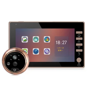 Дверная камера-глазок, Цветной экран 4,5 дюйма С электронным дверным звонком, светодиодные фонари, Видеодомофон для просмотра Видео-глазок для домашней безопасности