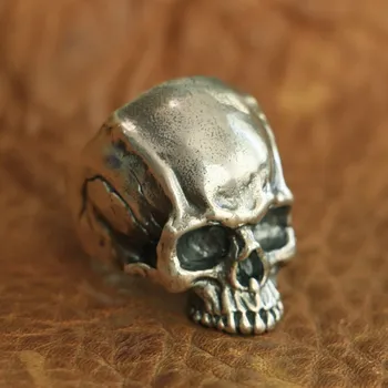 Детали из стерлингового серебра 925 пробы, кольцо с черепом, Мужское байкерское кольцо в стиле панк TA102, Размер США 7 ~ 15