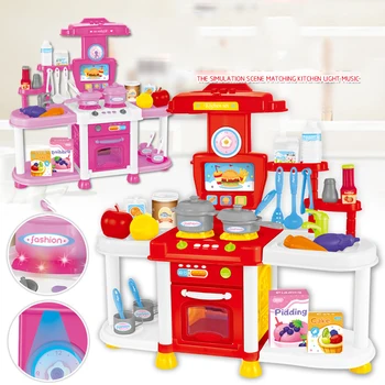Детская Кухонная игрушка, кухонная утварь, имитирующая свет, звук, игровая посуда, Игрушечная посуда, кухонный набор для детей, игрушки для девочек
