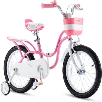 Для маленьких девочек и детей 12 дюймов. Детские Велосипеды для начинающих с Корзиной для тренировочных колес, Розово-белая Велосипедная Амортизация