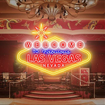 Добро пожаловать в Сказочный Лас-Вегас, светодиодная неоновая вывеска, Индивидуальный бизнес-логотип, Светодиодные световые вывески, Ресторан, Магазин, Бар, Паб, Клуб, Декор стен, Неон