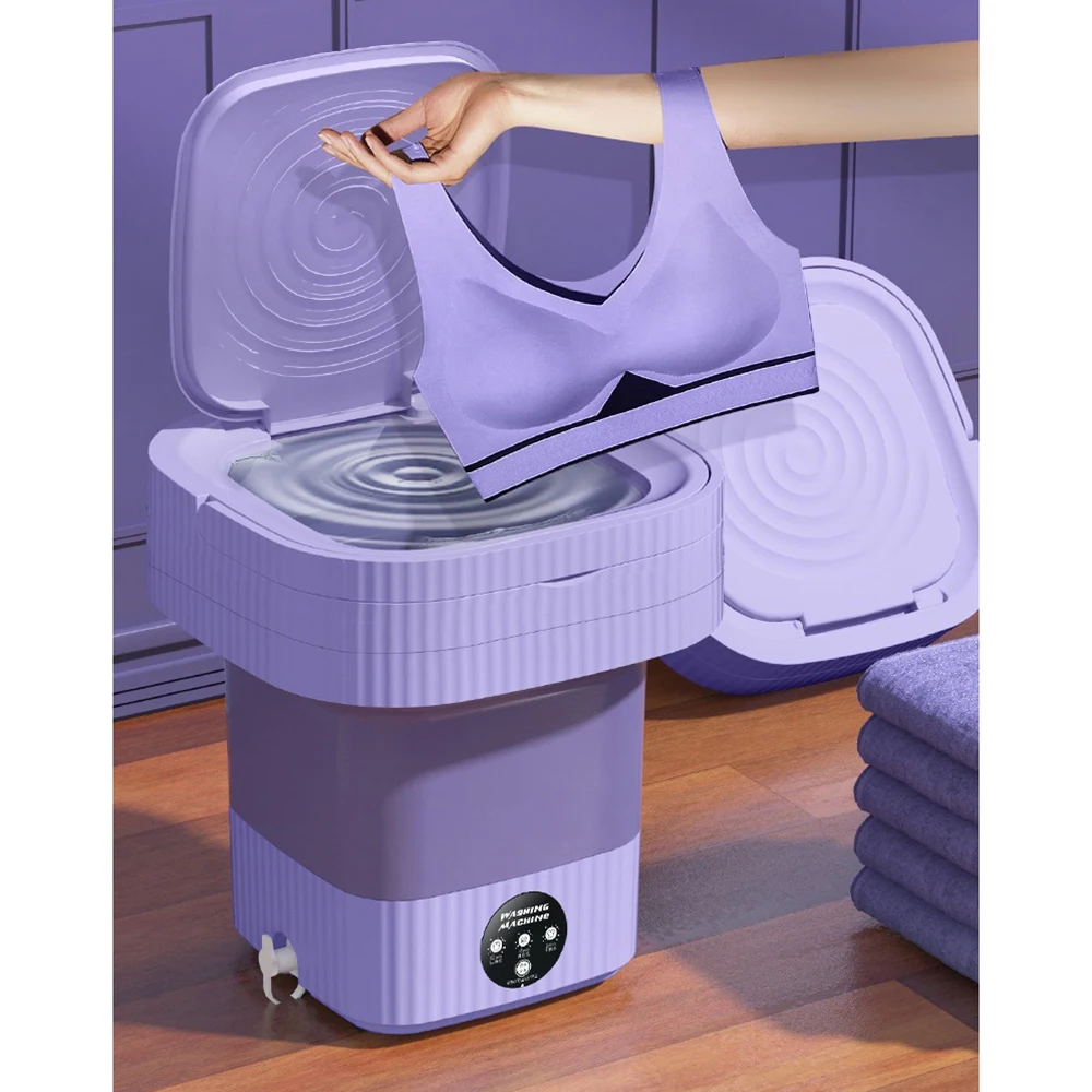 Домашняя Мини-Складная Стиральная Машина Для чистки нижнего белья и носков в студенческом общежитии С переносным сушильным ведром - 0