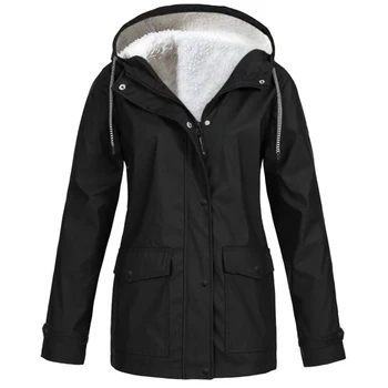 Женская куртка, Теплая зимняя Водонепроницаемая Ветровка, пальто с капюшоном, Куртки для сноуборда, черный 4XL