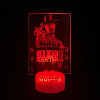 Игровой рисунок Red Dead Redemption 2, Артур Морган, 3D изображение, Лавовая лампа, сенсорный ночник, RGB, стол для спальни, Украшение стола