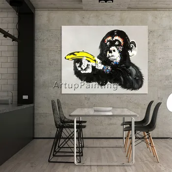 Картина на холсте, Акриловая картина с животными, caudros decroracion, рука обезьяны с бананом, Настенные художественные картины для гостиной, домашний декор