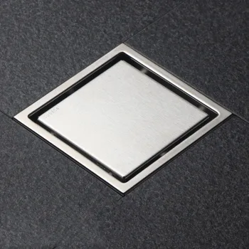 Квадратный Слив для душа в полу с плиточной решеткой - Нержавеющая сталь 304, 6 дюймов, Универсальный, невидимый на вид или с плоской крышкой-AC