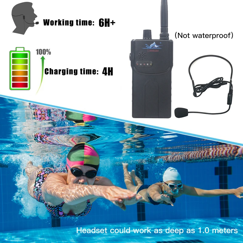 Класс водных видов спорта Уроки плавания В Бассейне Тренировочное устройство FM-радио вибрационный передатчик Спортивный коучинг FM-передатчик - 3