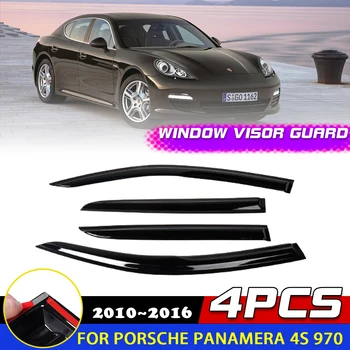 Козырек на окна автомобиля для Porsche Panamera 4S 970 2010 ~ 2016 Наклейка, тенты для вентиляционных дверей, Защита От Солнца, Дождя, Аксессуары Для защиты от дыма Для Бровей