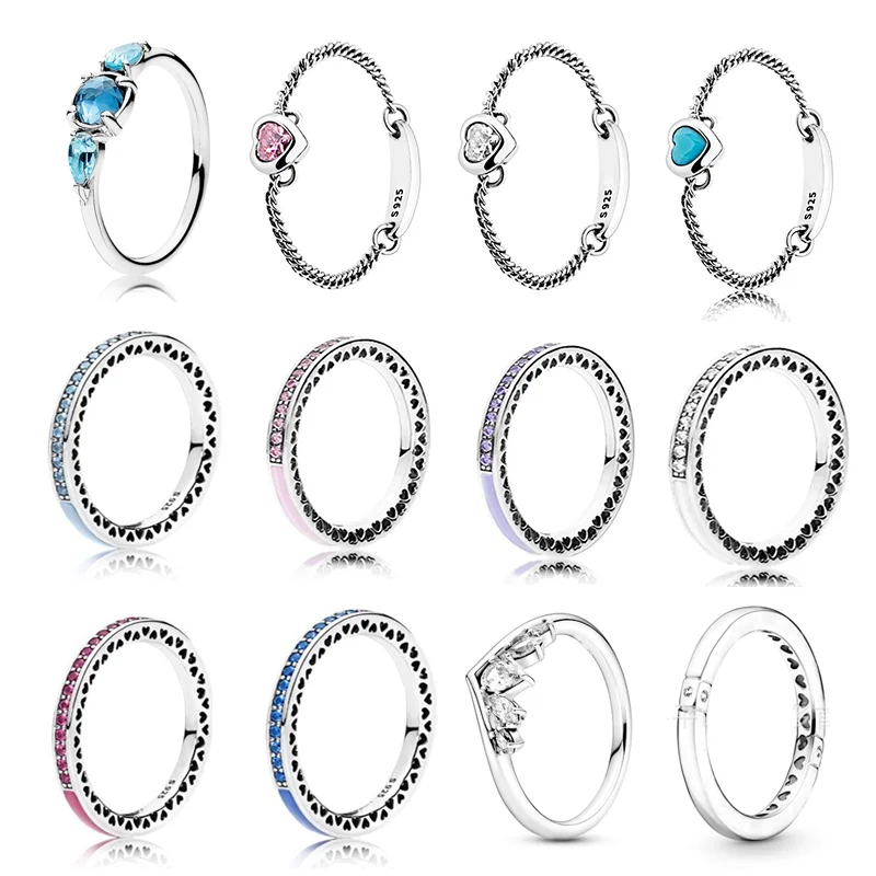 Кольцо с персиковым сердечком с логотипом LR из стерлингового Серебра 925 пробы, Модное Очаровательное кольцо с разноцветными драгоценными камнями Для женщин, Сапфир для подруги, оптовый подарок - 0
