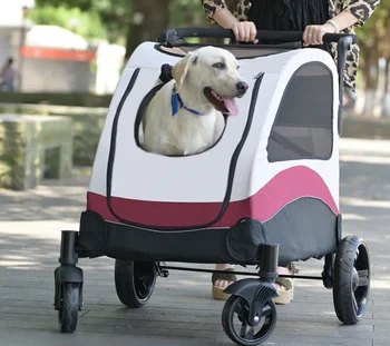 Коляска для домашних животных, подходящая для крупных собак, коляска для пожилых собак и кошек с ограниченными возможностями, портативная складная тележка для перевозки собак весом 60 кг