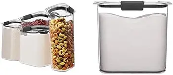 Контейнеры для хранения продуктов Brilliance для кладовой с крышками для муки, сахара и макаронных изделий, можно мыть в посудомоечной машине, Прозрачный/ Серый держатель для масла B