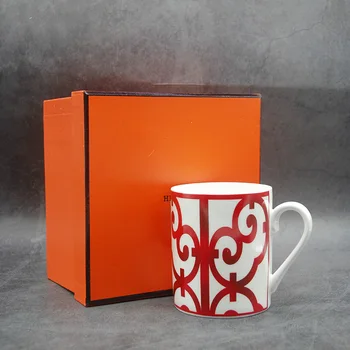 Кофейная кружка из костяного Фарфора в китайском красном европейском стиле, высококачественные чашки для послеобеденного чая из костяного фарфора, Керамическая кружка 300 мл для кофе