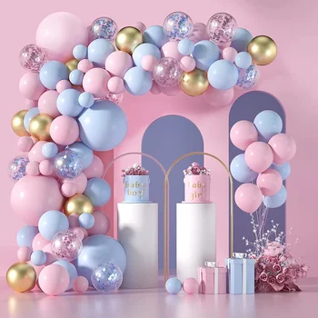 Красивый Розовый Голубой Набор для Гирлянды из воздушных шаров Macarone, Декор из латексных шаров для Вечеринки в честь Дня рождения девочек, Свадебное Фоновое украшение