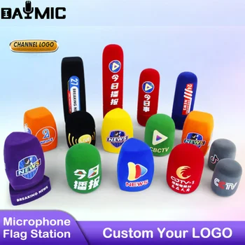 Круглая микрофонная станция Fla с вашим логотипом Печать хорошего качества-логотип-микрофон-чехол для микрофона из пенопласта Ветровое стекло