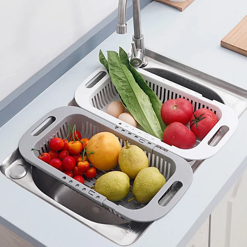 Кухонная Выдвижная стойка для слива раковины, Корзина для слива Посуды, многофункциональная Корзина для мытья овощей и фруктов, Корзина для фильтра для умывания - 2