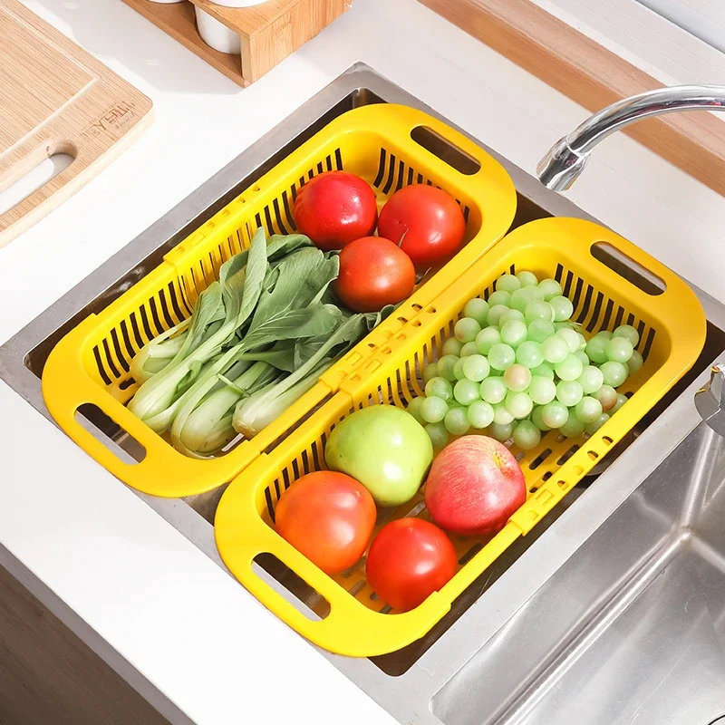 Кухонная Выдвижная стойка для слива раковины, Корзина для слива Посуды, многофункциональная Корзина для мытья овощей и фруктов, Корзина для фильтра для умывания - 3