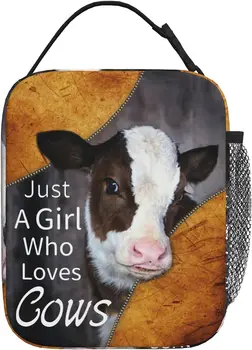 Ланч-бокса с коровьим принтом, коровьих сумок для ланча для женщин, мужчин, детей, подростков, Изолированная Многоразовая сумка для работы, Школьная Офисная сумка для ланча