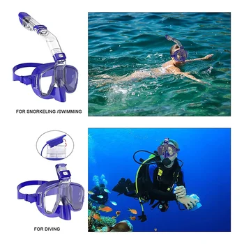 Маска для подводного плавания, набор складных масок для дайвинга с системой сухого верха и креплением для камеры, профессиональное снаряжение для подводного плавания с защитой от запотевания-A L