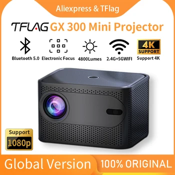 Мини-проектор TFlag GX300 LED С Поддержкой Full HD 1080P 4K Видео Проектор 4800 Люмен 5G WIFI BT Smart TV Проектор Для Домашнего Кинотеатра