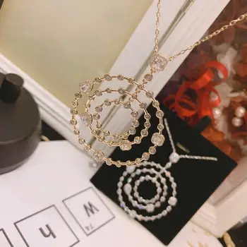 Модные Высококачественные Круглые Ожерелья, подвески, ювелирные изделия из кубического Циркония белого цвета, Ожерелье для женщин, Аксессуары для вечеринок N-863