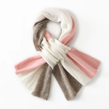 Модный женский шарф из 100% кашемира, осенне-зимний новый вязаный женский длинный шарф, удобный и мягкий