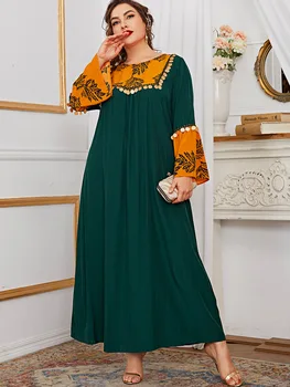 Мусульманское Модное Платье с Вышивкой Eid Abayas для Женщин, Турецкие Платья С Блестками, Арабский Ислам, Абайя, Дубай, Vestidos Musulmanes Mujer