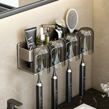 Настенный держатель для зубной щетки Из алюминиевого сплава, подставка для зубной пасты, Ванная комната, Экономия места, аксессуары для ванной комнаты