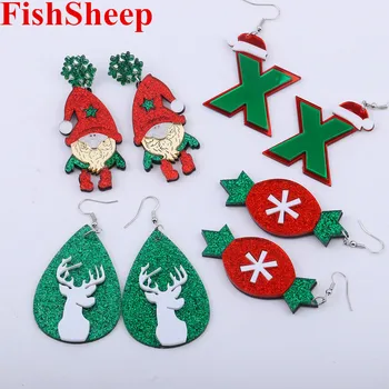 Новые Рождественские серьги Санта-Клауса FishSheep 2022 для женщин, креативные серьги с Рождественским Снеговиком из смолы, Новогодние ювелирные подарки