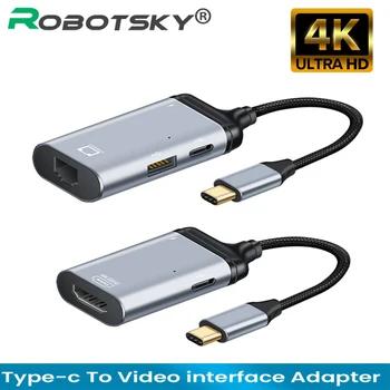 Новый 4K USB C к rj45/VGA/DP/HDMI-совместимый/Mini DP кабель Type C к HDMI-адаптеру Thunderbolt 3 для MacBook Pro 4K UHD USB-C