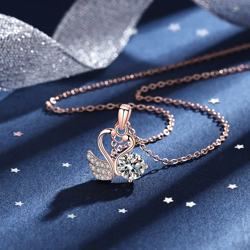Ожерелье с подвеской Cygnet из настоящего бриллианта Mosanne весом 1 карат, женское серебро 925 пробы, подходит для вечеринки, Дня рождения, Дня Святого Валентина, fin - 2