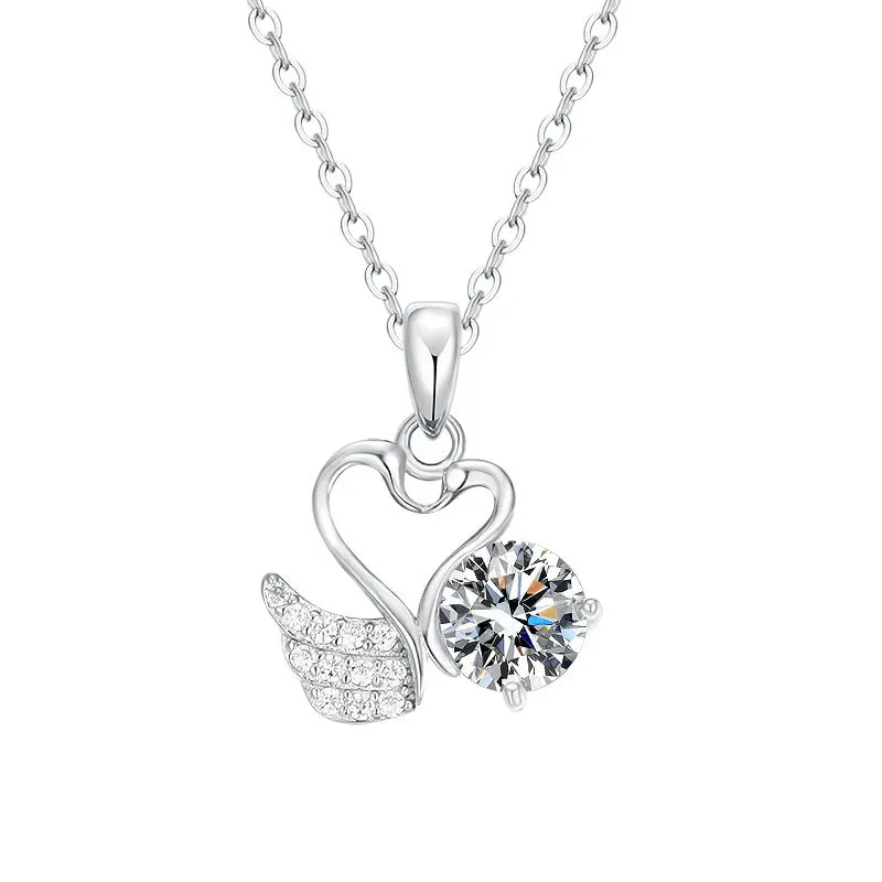 Ожерелье с подвеской Cygnet из настоящего бриллианта Mosanne весом 1 карат, женское серебро 925 пробы, подходит для вечеринки, Дня рождения, Дня Святого Валентина, fin - 4