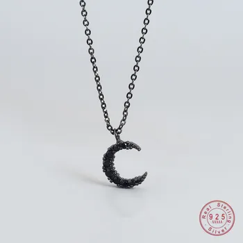 Ожерелье с подвеской в виде Черной Луны из стерлингового Серебра 925 Пробы Для женщин, Модные Классические ювелирные аксессуары, подарок подруге
