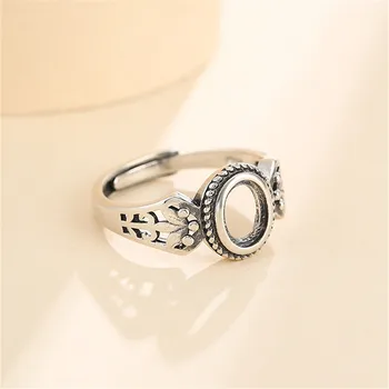 Оправа для кольца с овальными кабошонами 5,5x7,5 мм, Пустое кольцо из тайского стерлингового серебра, Регулируемое основание для кольца SR0027