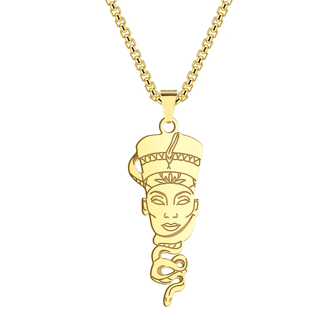 Оригинальное Золотое ожерелье Нефертити Для женщин, Изящное Египетское ожерелье, Минималистичное Африканское ожерелье, подарок для Нее, Очаровательная Подвеска, ювелирные изделия - 1