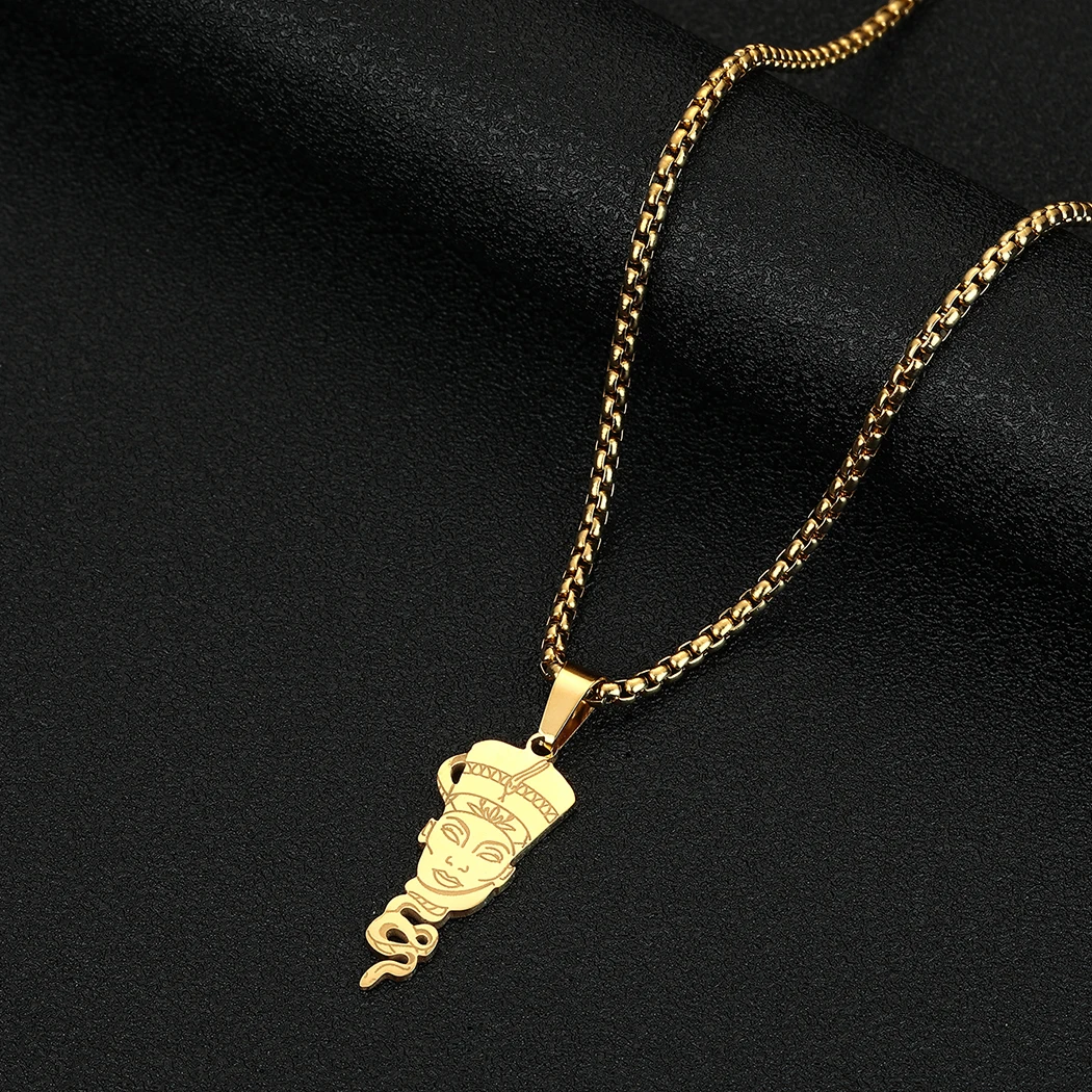 Оригинальное Золотое ожерелье Нефертити Для женщин, Изящное Египетское ожерелье, Минималистичное Африканское ожерелье, подарок для Нее, Очаровательная Подвеска, ювелирные изделия - 5