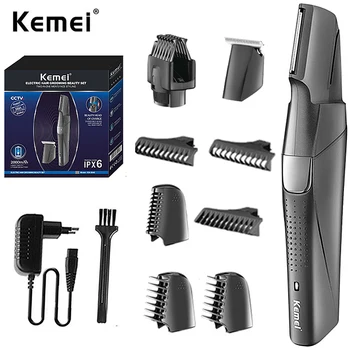 Оригинальный Профессиональный Триммер для волос Kemei All In One Для Мужчин, Электробритва, Триммер для бороды, набор для ухода за телом и лицом, моющийся