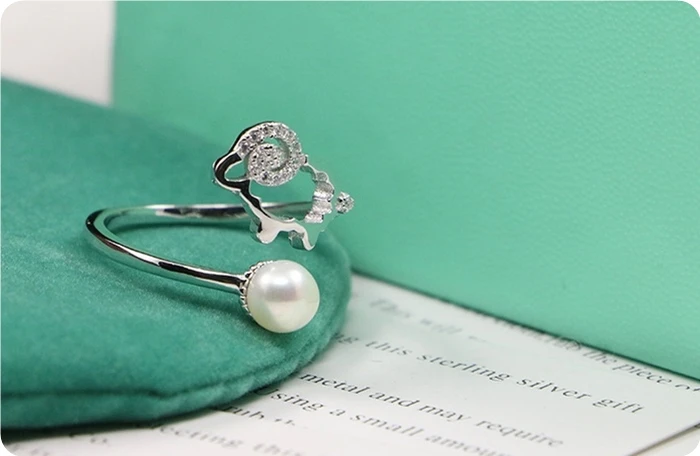 Открытые кольца с овечками из стерлингового серебра 925 пробы для женщин, Гипоаллергенные модные украшения для девочек из стерлингового серебра - 5