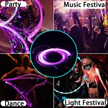 Перезаряжаемые Волоконно-Оптические Танцевальные Хлысты Disco Dance Whip Party Led Светящийся Хлыст Sparkle Flow Toy Light Up 360 ° Поворотный Рейв EDM