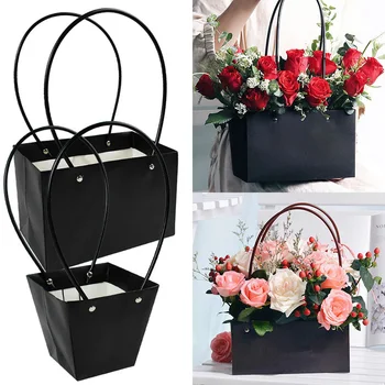 Портативная коробка для цветов, Водонепроницаемая бумага, Удобный подарочный пакет, крафт-сумка, Подарочная коробка для свадебной вечеринки с розами, Упаковка для конфет, торта, Дня Рождения