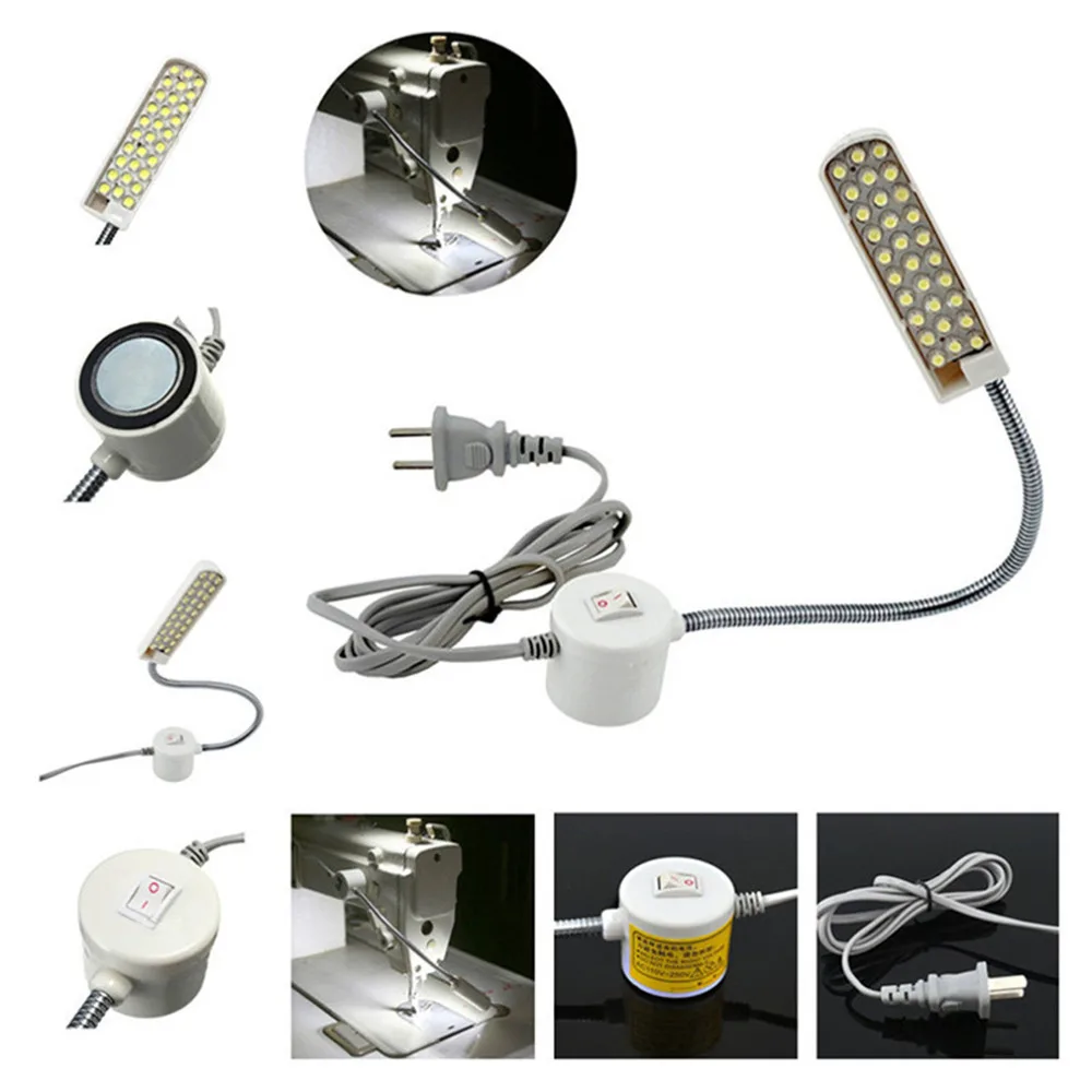 Портативная светодиодная лампа для швейной машины 2W 30LED с магнитным монтажным основанием Gooseneck Lamp для всего освещения швейных машин Штепсельная вилка США/ЕС - 3