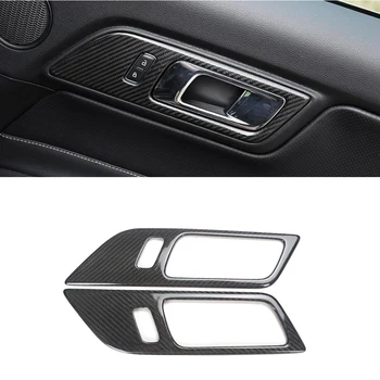Рамка Для внутренней Дверной Ручки Автомобиля с Отделкой из Настоящего Углеродного Волокна, Наклейка для Ford Mustang 2015