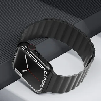 Ремешок Для Apple Watch Band 44 мм 40 мм 45 мм 41 мм 42 мм 38 мм Силиконовый браслет с магнитной петлей iWatch Series 8 7 Ultra 3 5 6 SE