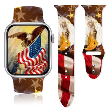 Ремешок с принтом национального флага для Apple Watch 8 7 6 SE 5, Силиконовый Ремешок, Сменный Браслет для iWatch 45 мм 44 мм 42 мм 40 мм 38 мм