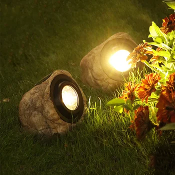Садовый солнечный прожектор, имитирующий каменный светильник, Водонепроницаемый солнечный светодиодный светильник, украшение для ландшафтного освещения в форме скалы, газонная лампа